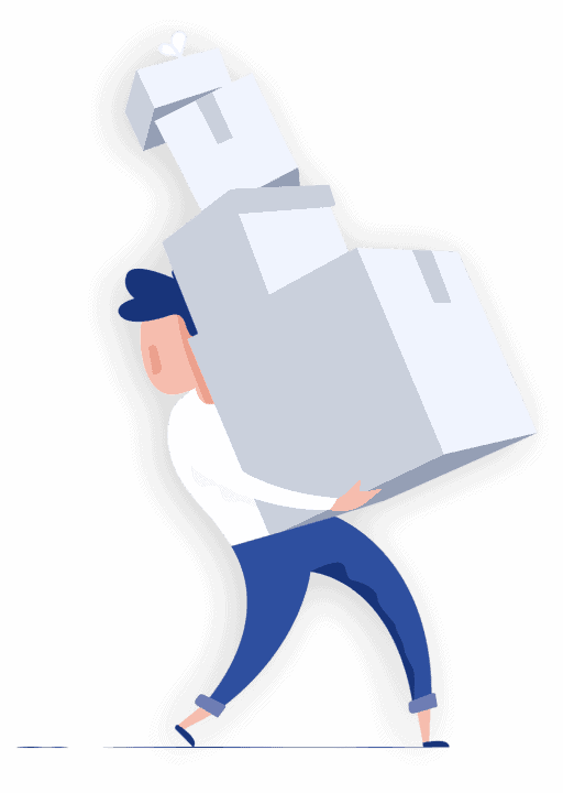 Man carrying a stack of moving boxes