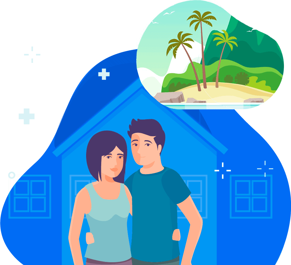 Couple dreaming of a Vacation