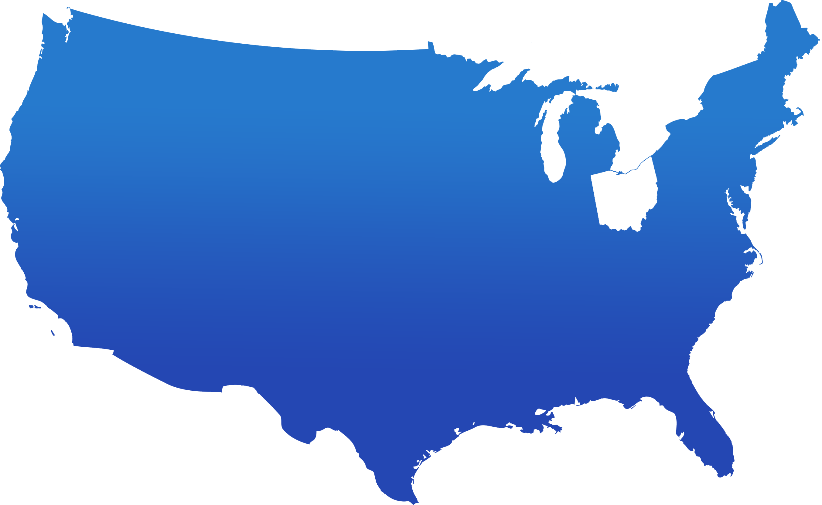Blue map of the Untied States
