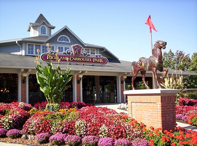 Richland Carrousel Park in Mansfield, OH - Entrance with Flowers